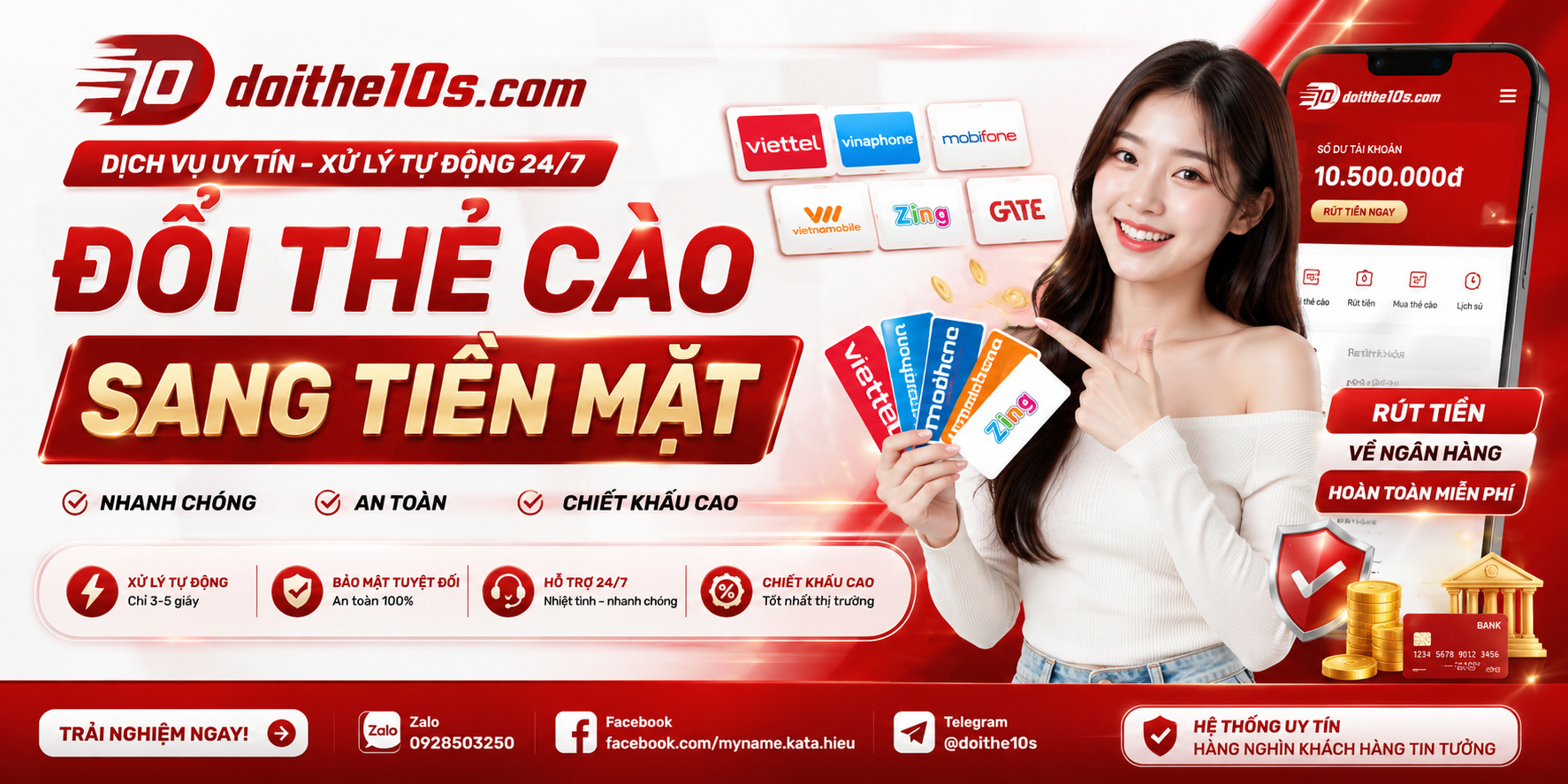 ĐỔI THẺ CÀO THÀNH TIỀN MẶT UY TÍN TẠI DOITHE10S.COM